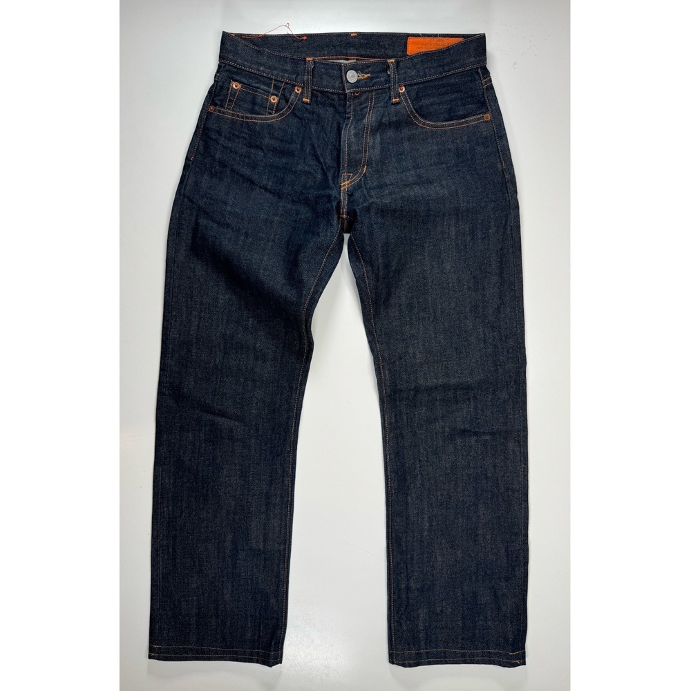 JEAN SHOP Selvedge Denim Jeans Dark Wash Raw Mens‎ 27x28 Classic Fit *Hemmed USA